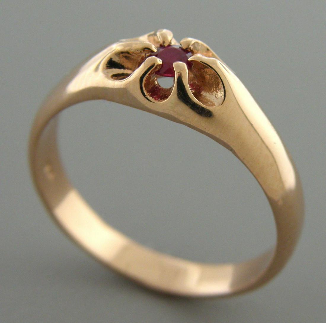 14K ROSE GOLD MEN\'S SIGNET RUBY BELCHER RING SIZE 12 (1 of 2)