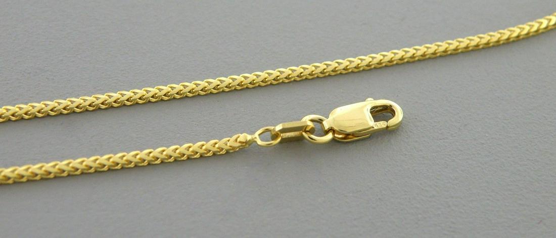 14K YELLOW GOLD SOLID FRANCO CHAIN - 1mm - 18": NEW 14K YELLOW GOLD FRANCO CHAIN NECKLACE If you want a different size please let us know 1mm wide 18" well made, not cheap lightweight Yellow gold, solid chains, not hollow 3.4g