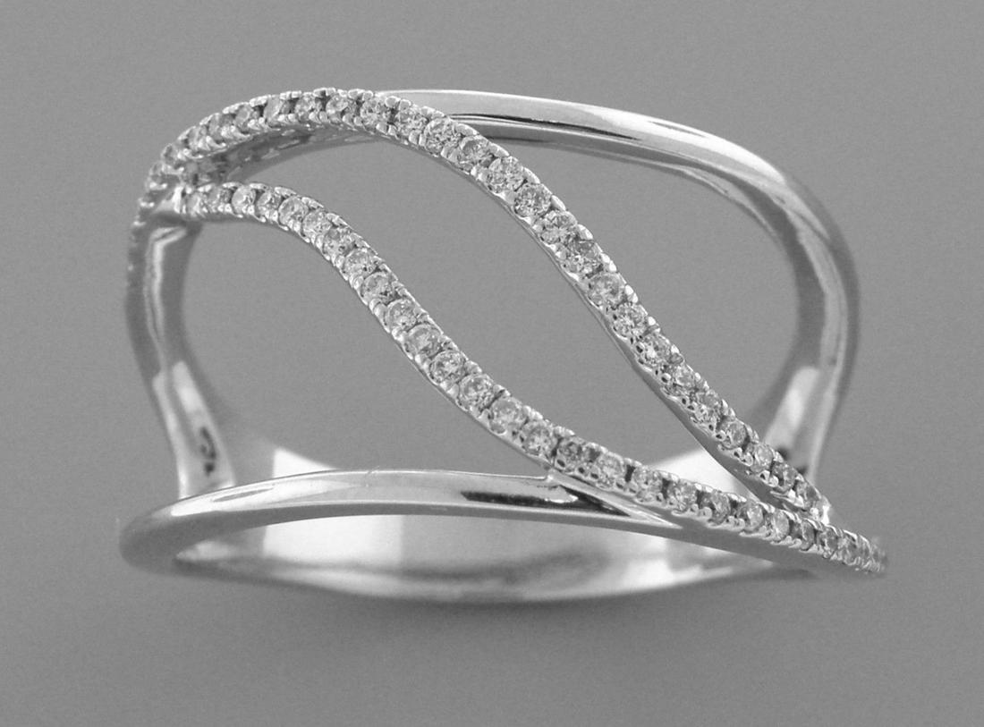 14K WHITE GOLD DIAMOND WIDE CURVED LADIES RING SZE 9.25 (1 of 2)