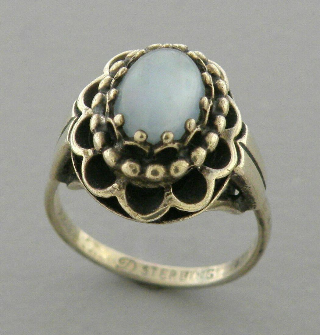 VINTAGE STERLING SILVER MOONSTONE RING SIGNED (1 of 2)