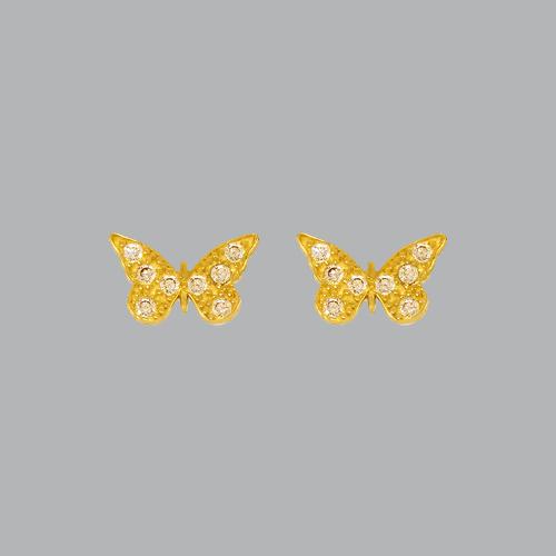 14K YELLOW GOLD CHILDREN'S FANCY BUTTERFLY PAVE STUD CZ (1 of 2)