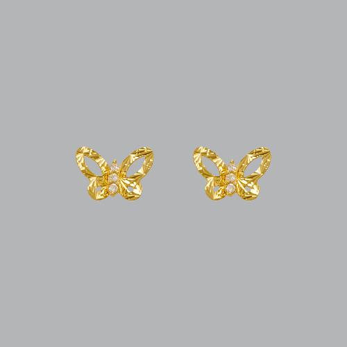 14K YELLOW GOLD CHILDREN'S FANCY BUTTERFLY STUD CZ (1 of 2)