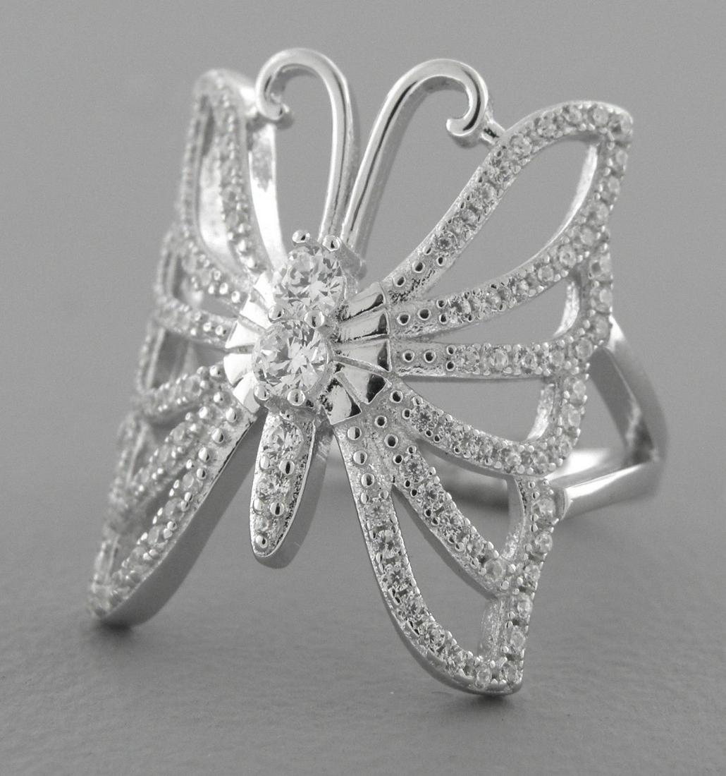 NEW STERLING SILVER BUTTERFLY CZ LADIES GIRLS RING (1 of 2)