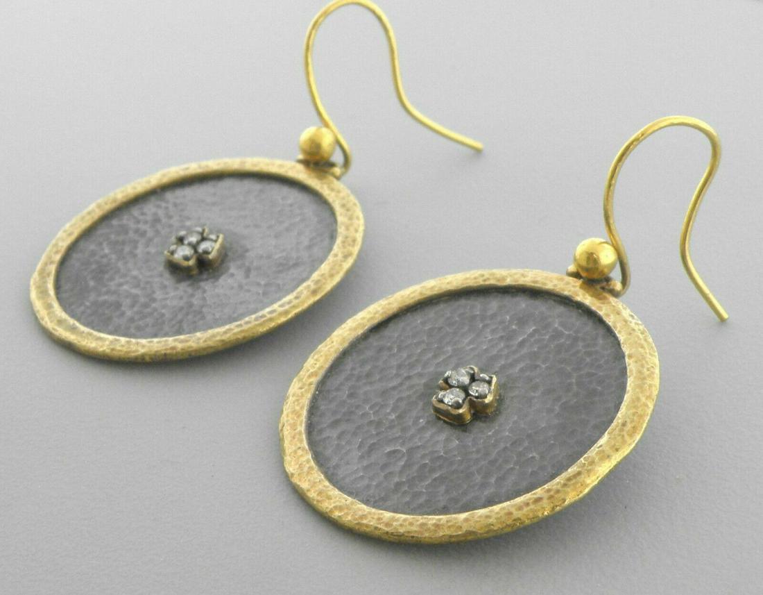 GURHAN 22K YELLOW GOLD SILVER DIAMOND IMPERIAL EARRINGS (1 of 2)