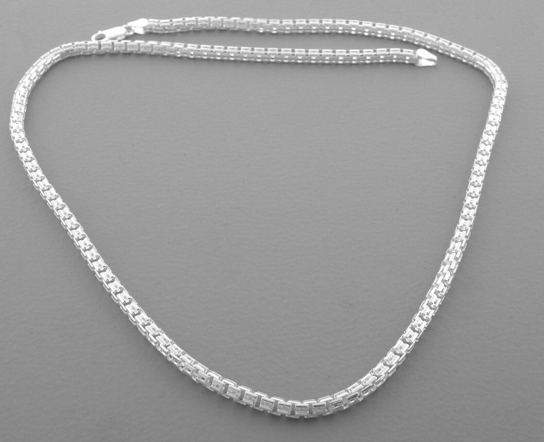 DOUBLE BAR CHAIN STERLING SILVER NECKLACE MENS 4mm 22" (1 of 2)