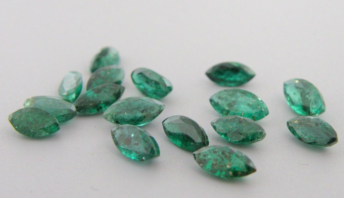 LOT NATURAL GREEN EMERALDS 7.35ct MARQUISE CUT (1 of 2)
