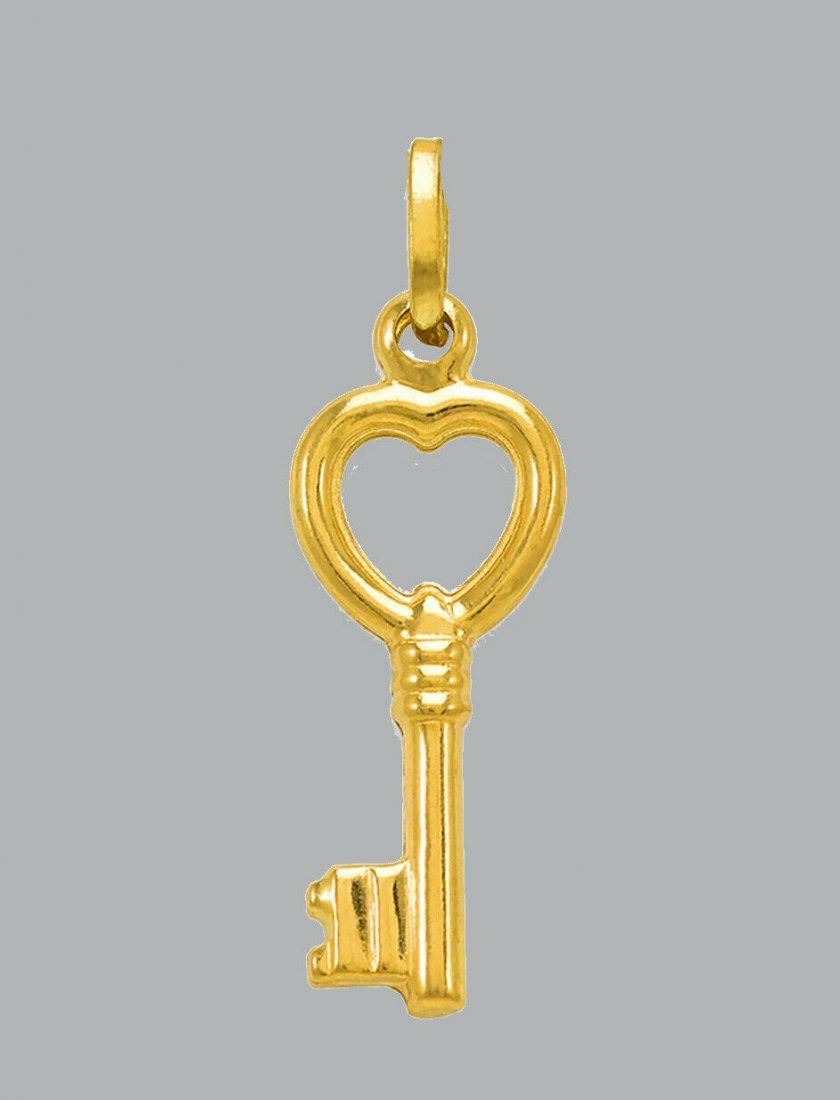 NEW 14K YELLOW GOLD HEART KEY PENDANT / CHARM: NEW 14K YELLOW GOLD KEY PENDANT New 14K Yellow Gold Pendant Measures: 5mm x 22mm Pendant has a polished finish Stamp: 14k Apx Weight: 0.9g
