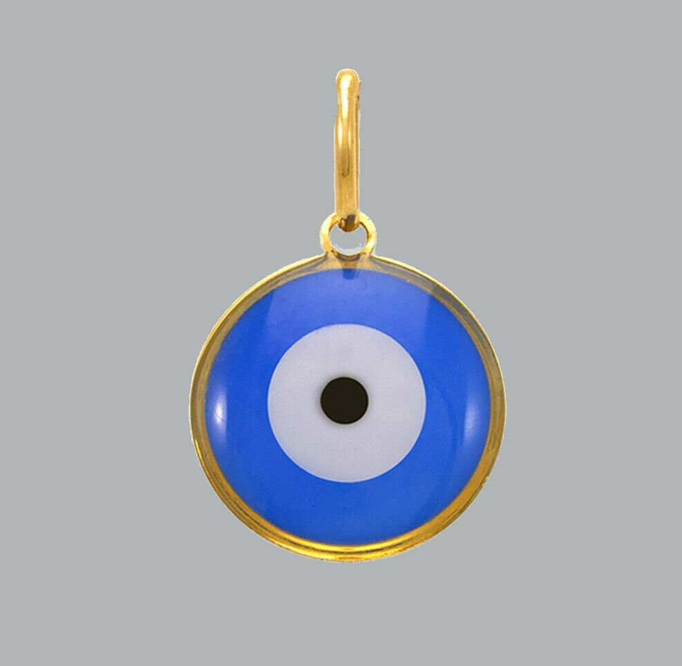 14K YELLOW GOLD ENAMEL PENDANT / CHARM SMALL EVIL EYE (1 of 1)