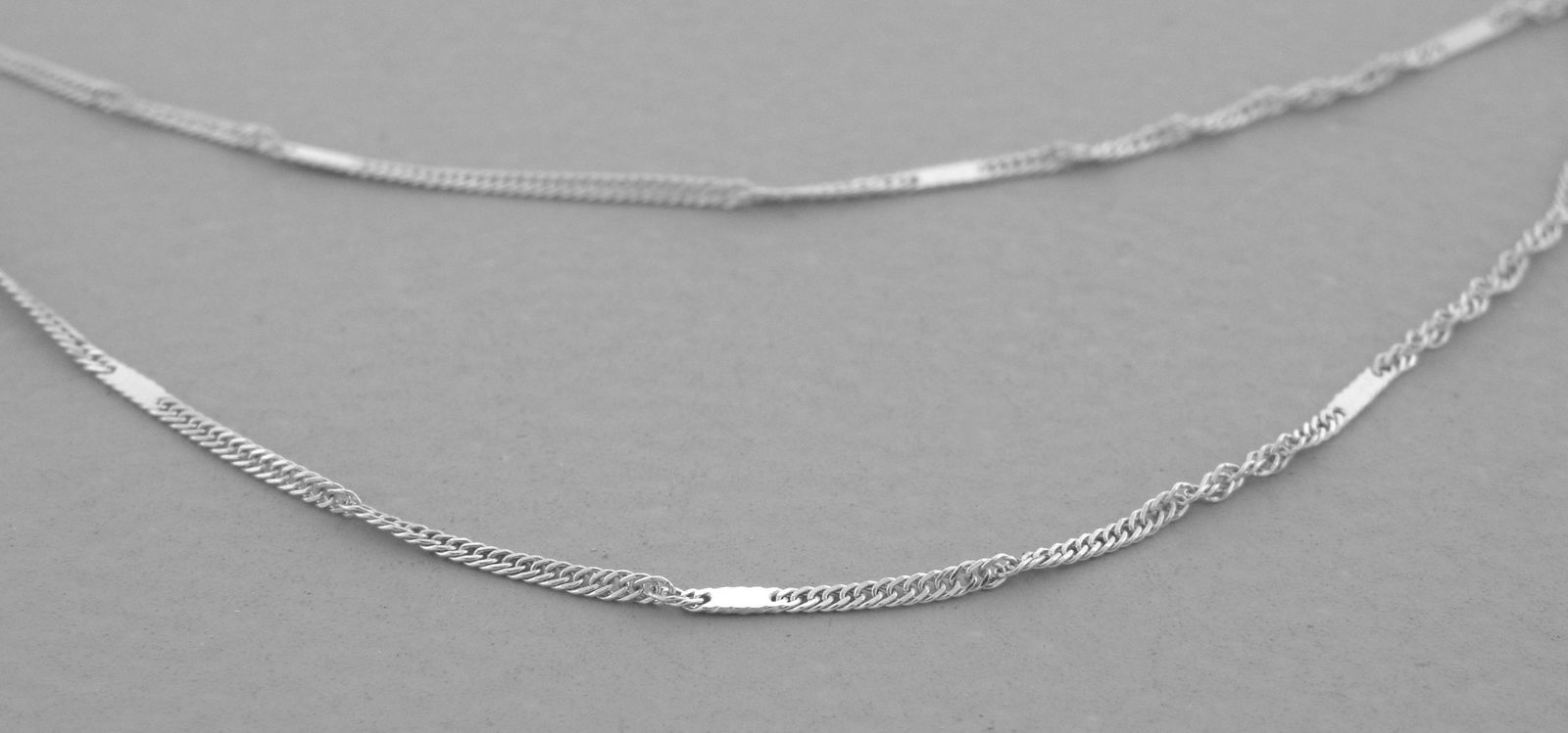 14K WHITE GOLD MIRROR SINGAPORE CHAIN NECKLACE 1mm- 20" (1 of 2)