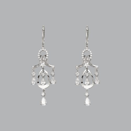 14K WHITE GOLD LADIES DROP DANGLE CHANDELIER CZ SET (1 of 1)