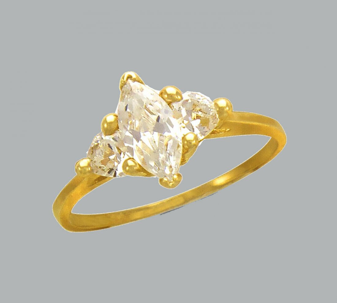 14K YELLOW GOLD CZ SOLITAIRE ENGAGEMENT RING MARQUISE (1 of 1)