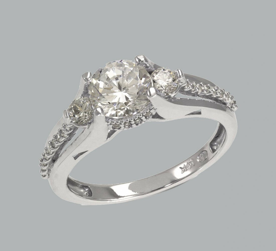 NEW 14K WHITE GOLD LADIES FANCY ENGAGEMENT RING (1 of 1)
