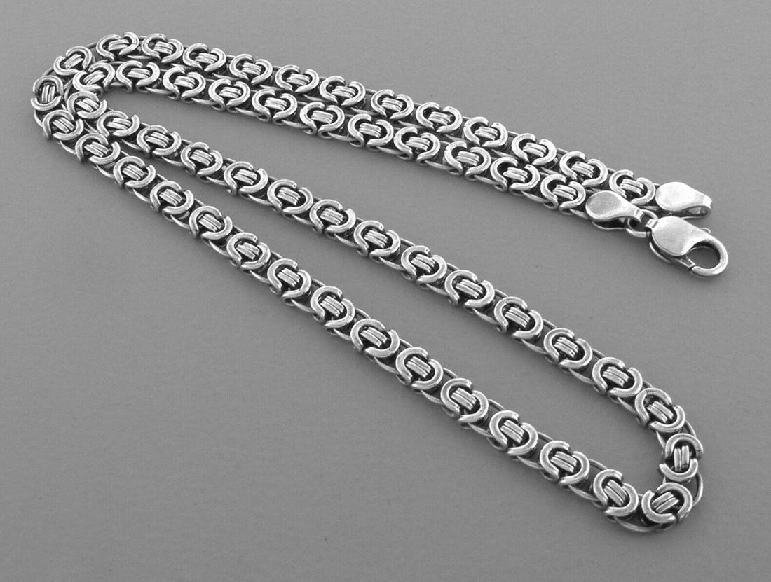 FLAT BYZANTINE CHAIN STERLING SILVER NECKLACE MEN 28" (1 of 2)