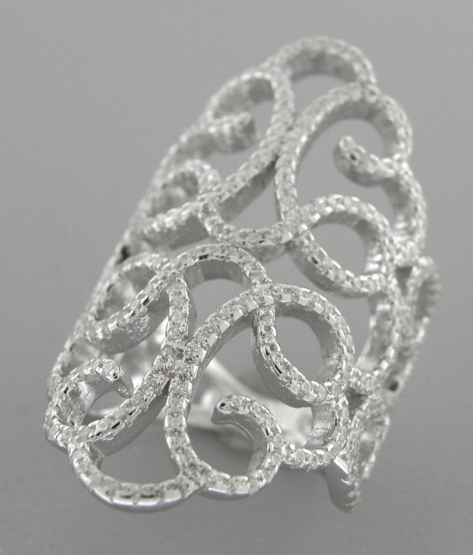 NEW STERLING SILVER CZ LARGE WIDE COCKTAIL RING SZE 6.5 (1 of 2)