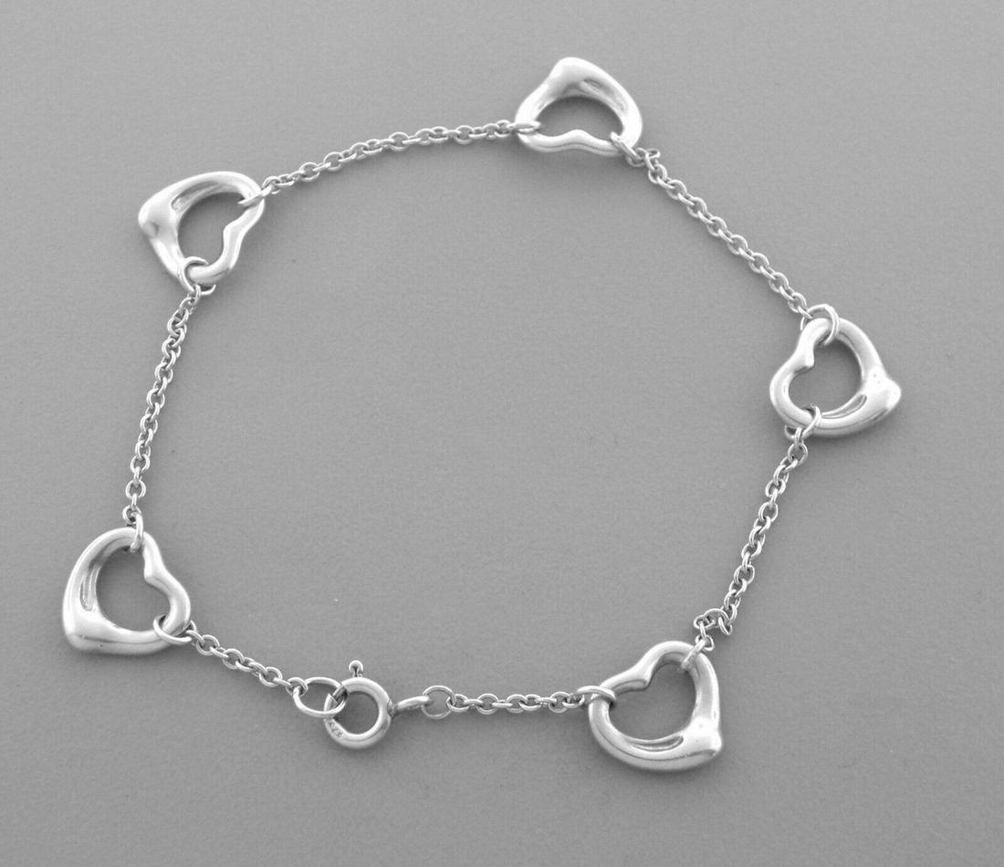 TIFFANY & CO. STERLING SILVER 5 OPEN HEART BRACELET (1 of 2)