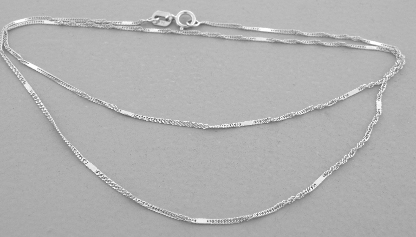 14K WHITE GOLD MIRROR SINGAPORE CHAIN NECKLACE 1mm- 18" (1 of 2)
