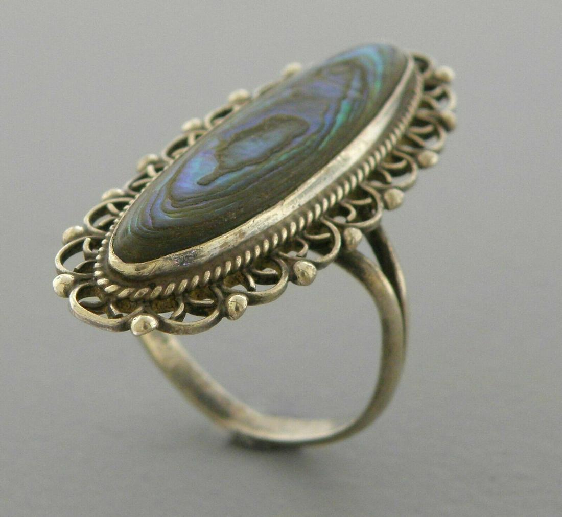 VINTAGE BEAUTIFUL STERLING SILVER ABALONE RING MEXICO (1 of 2)
