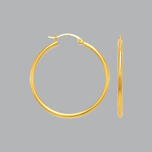 NEW 14K YELLOW GOLD ROUND HOOP TUBE EARRINGS 2mm: 14K YELLOW GOLD HOOP EARRINGS 14K Yellow Gold Tube hoop earrings Width Size: 2mm Diameter: 17mm High Polish 14k gold Stamp: 14k Avg Weight: 17mm - 1g