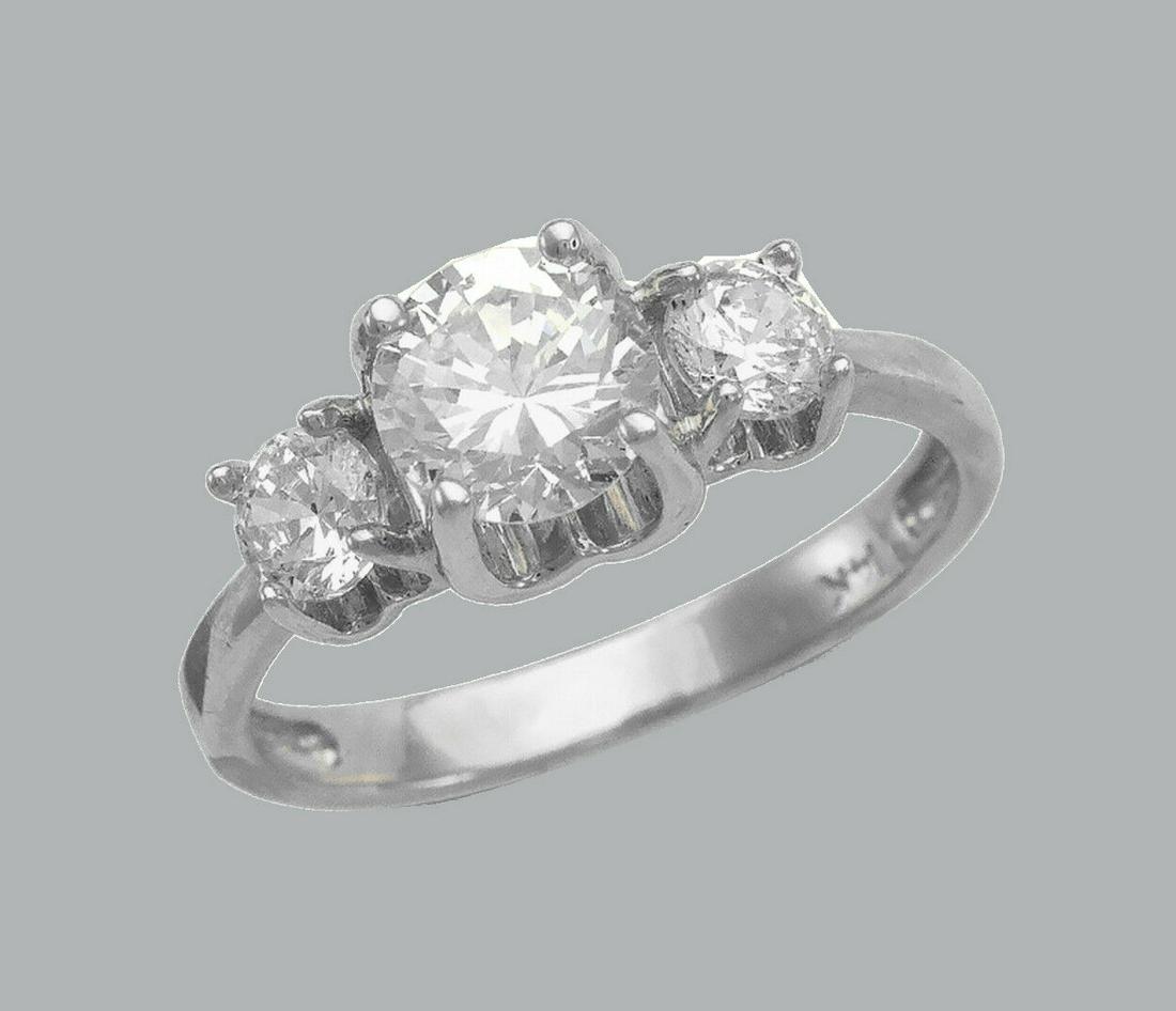 14K WHITE GOLD LADIES FANCY ENGAGEMENT RING 3 STONE (1 of 1)
