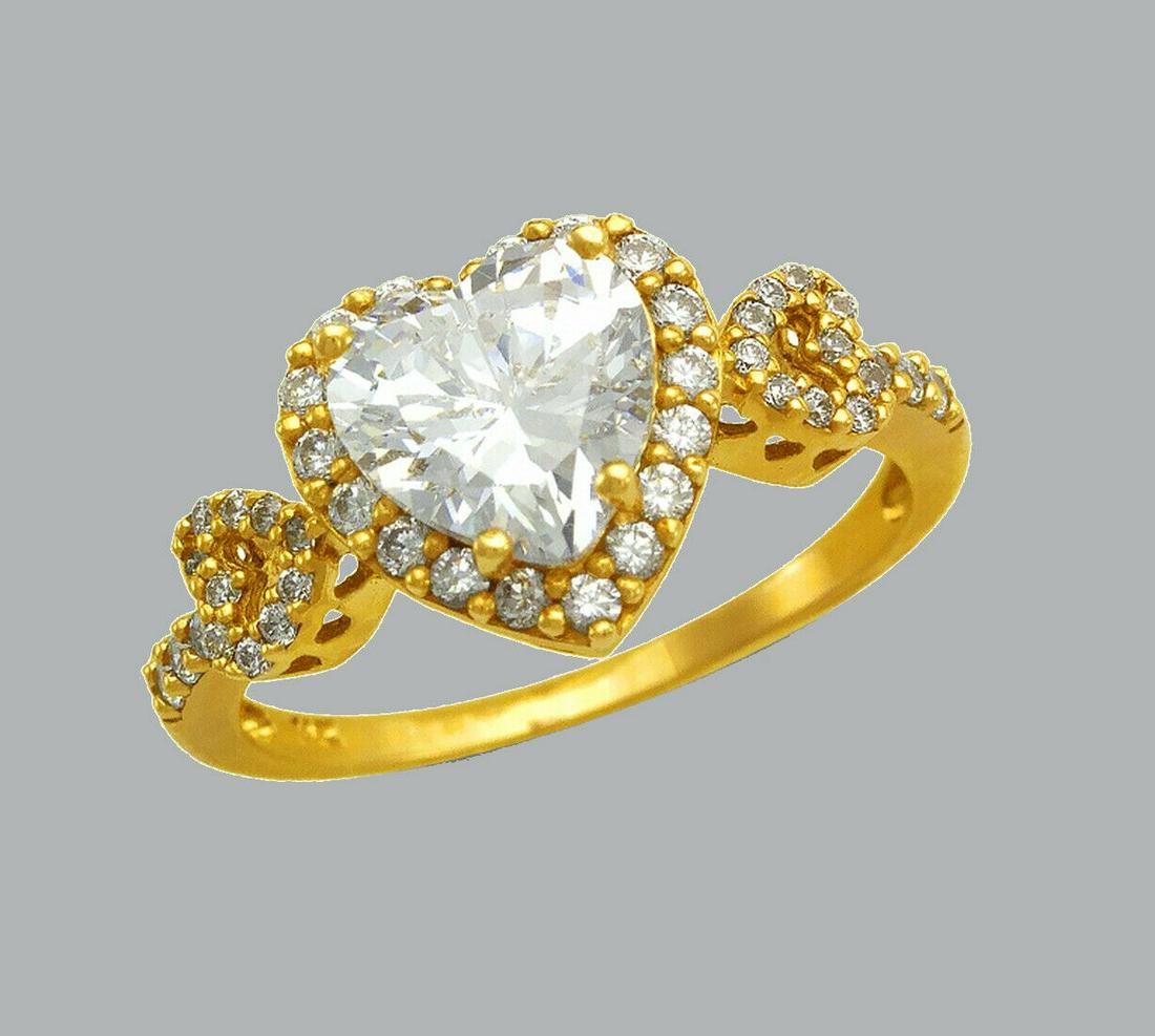 14K YELLOW GOLD LADIES ENGAGEMENT RING HEART HALO (1 of 1)