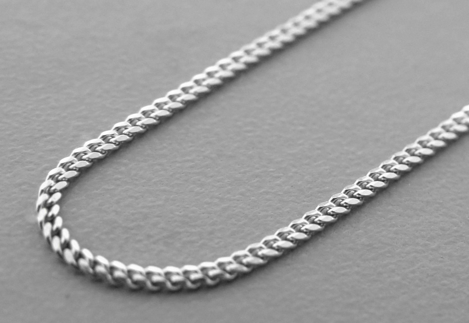 14K WHITE GOLD CURB CHAIN BRACELET 1mm SIZES 7" (1 of 2)