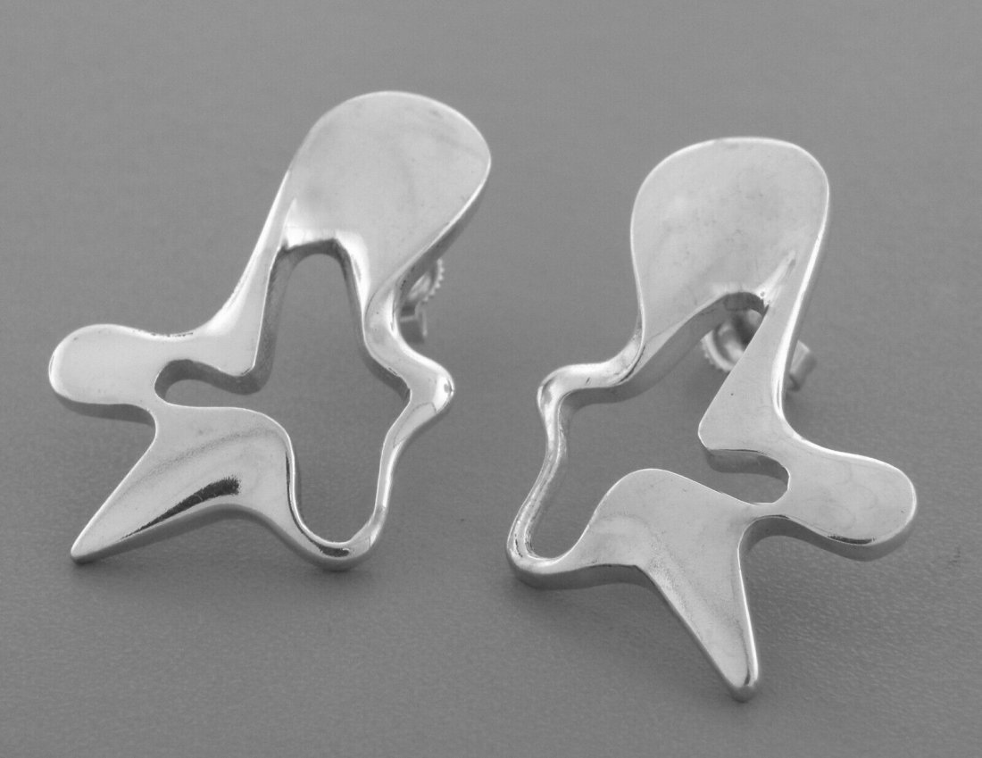 VINTAGE GEORG JENSEN STERLING SILVER SPLASH EARRINGS (1 of 2)