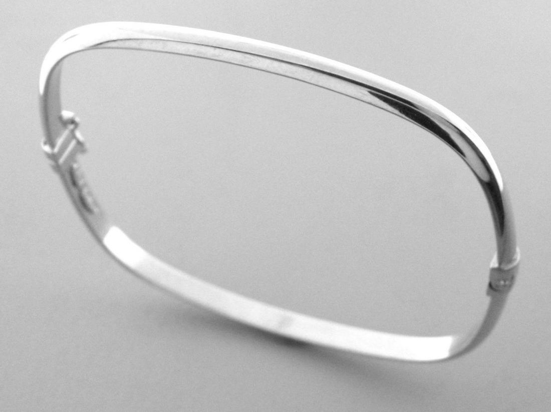 NEW 14K WHITE GOLD LADIES GIRLS SQUARE BANGLE BRACELET (1 of 2)