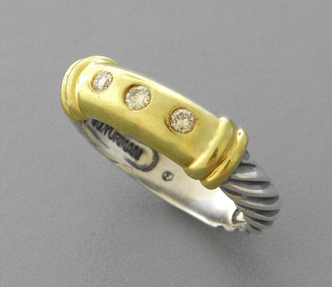 DAVID YURMAN 14K GOLD STERLING DIAMOND METRO RING (1 of 2)