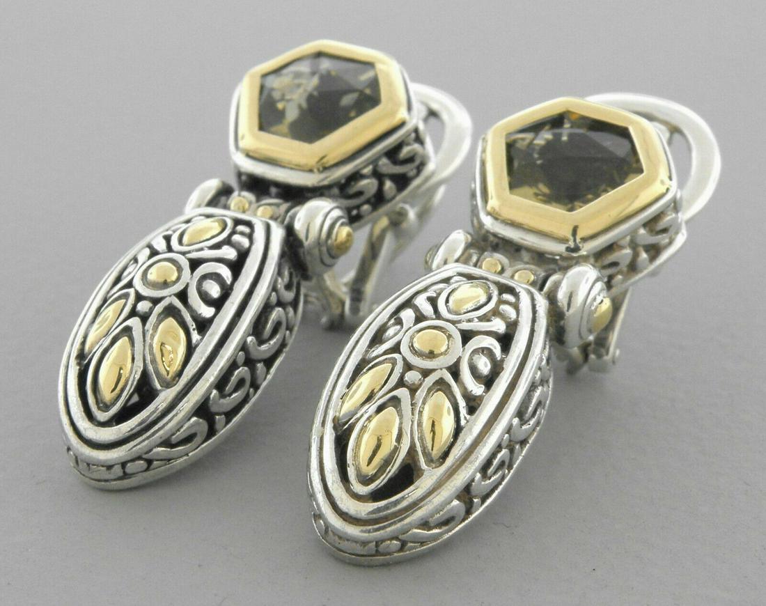 JOHN HARDY 18K GOLD STERLING SILVER CITRINE EARRINGS (1 of 2)