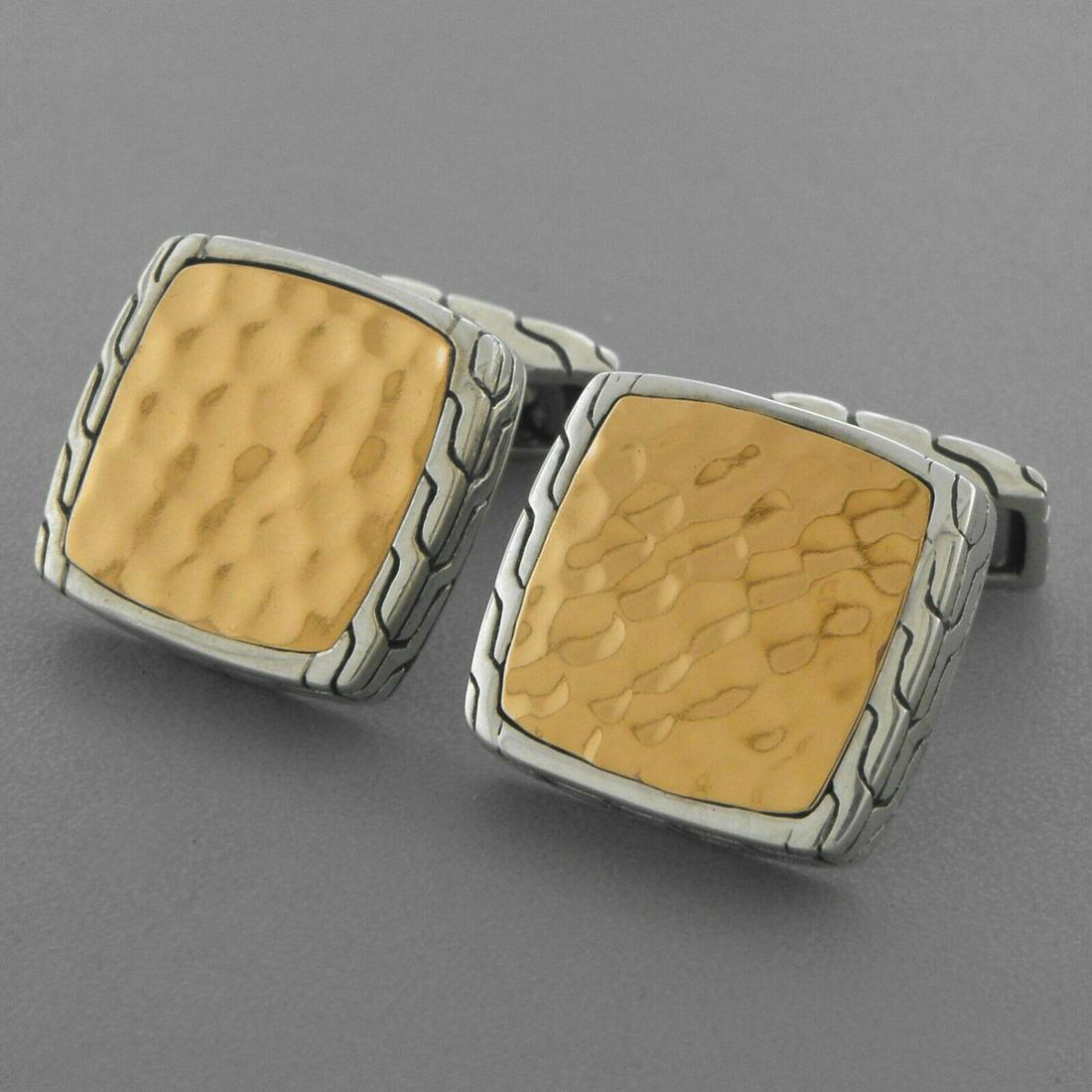 JOHN HARDY STERLING SILVER BRONZE HAMMERED CUFFLINKS (1 of 2)