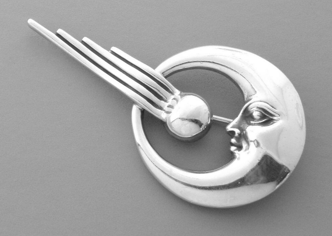 KIESELSTEIN CORD STERLING SILVER MOON COMET BROOCH PIN (1 of 2)