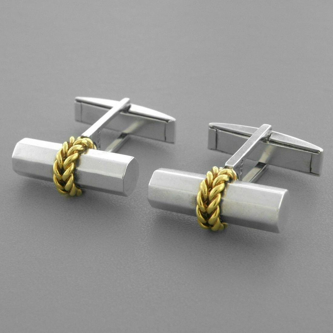 TIFFANY & Co 18K GOLD STERLING SILVER OCTAGON CUFFLINKS (1 of 2)
