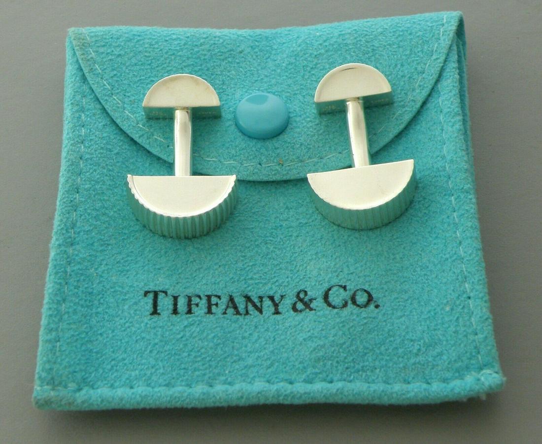 TIFFANY & CO. STERLING SILVER COIN EDGE CUFFLINKS (1 of 2)