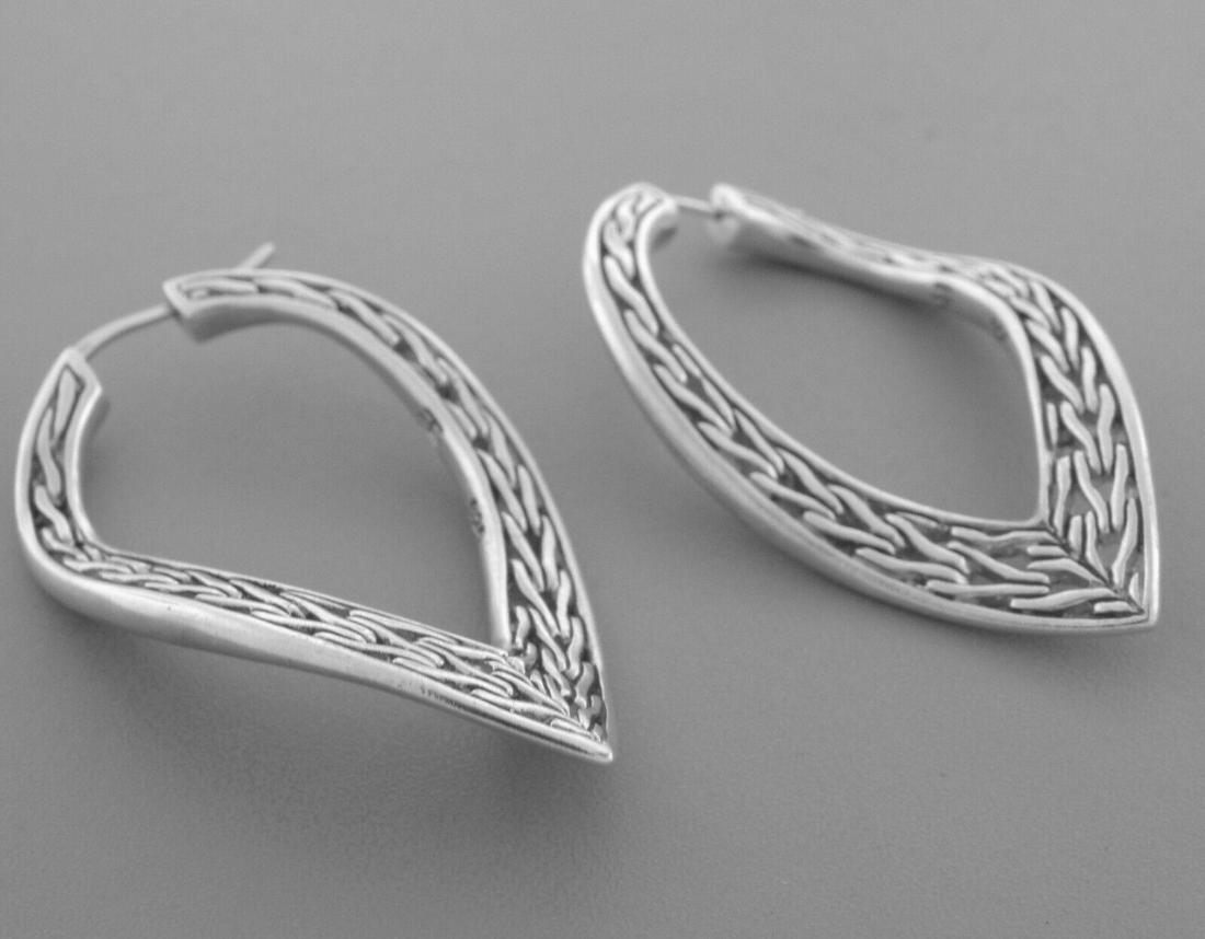 JOHN HARDY STERLING SILVER LEAF HOOP EARRINGS POST BACK (1 of 2)