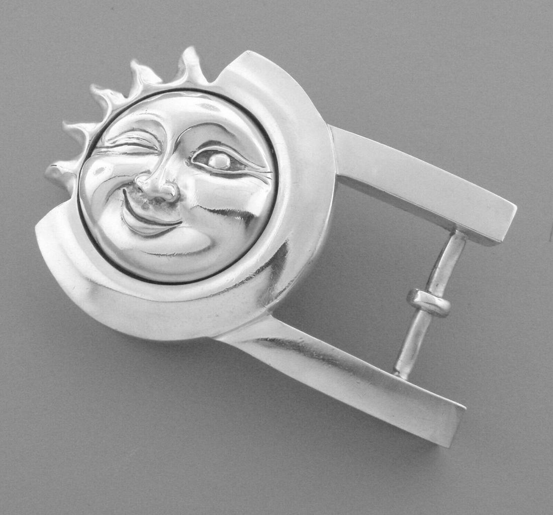 KIESELSTEIN CORD STERLING SILVER WINKNG SUN BELT BUCKLE (1 of 2)