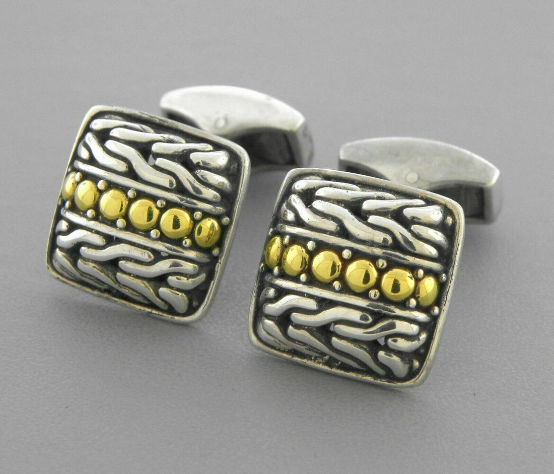 JOHN HARDY 18K YELLOW GOLD STERLING SILVER CUFFLINKS (1 of 2)