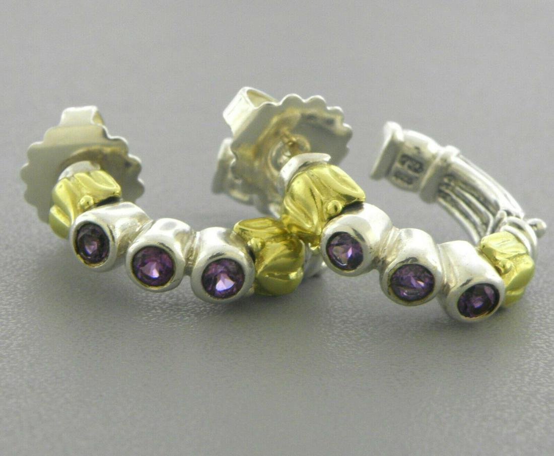 LAGOS CAVIAR 18K GOLD STERLING AMETHYST HOOP EARRINGS (1 of 2)