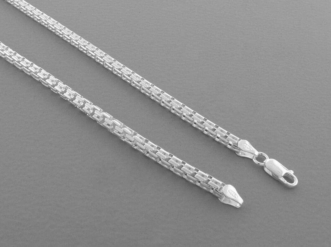 DOUBLE BAR CHAIN STERLING SILVER NECKLACE MENS 4mm 20" (1 of 2)