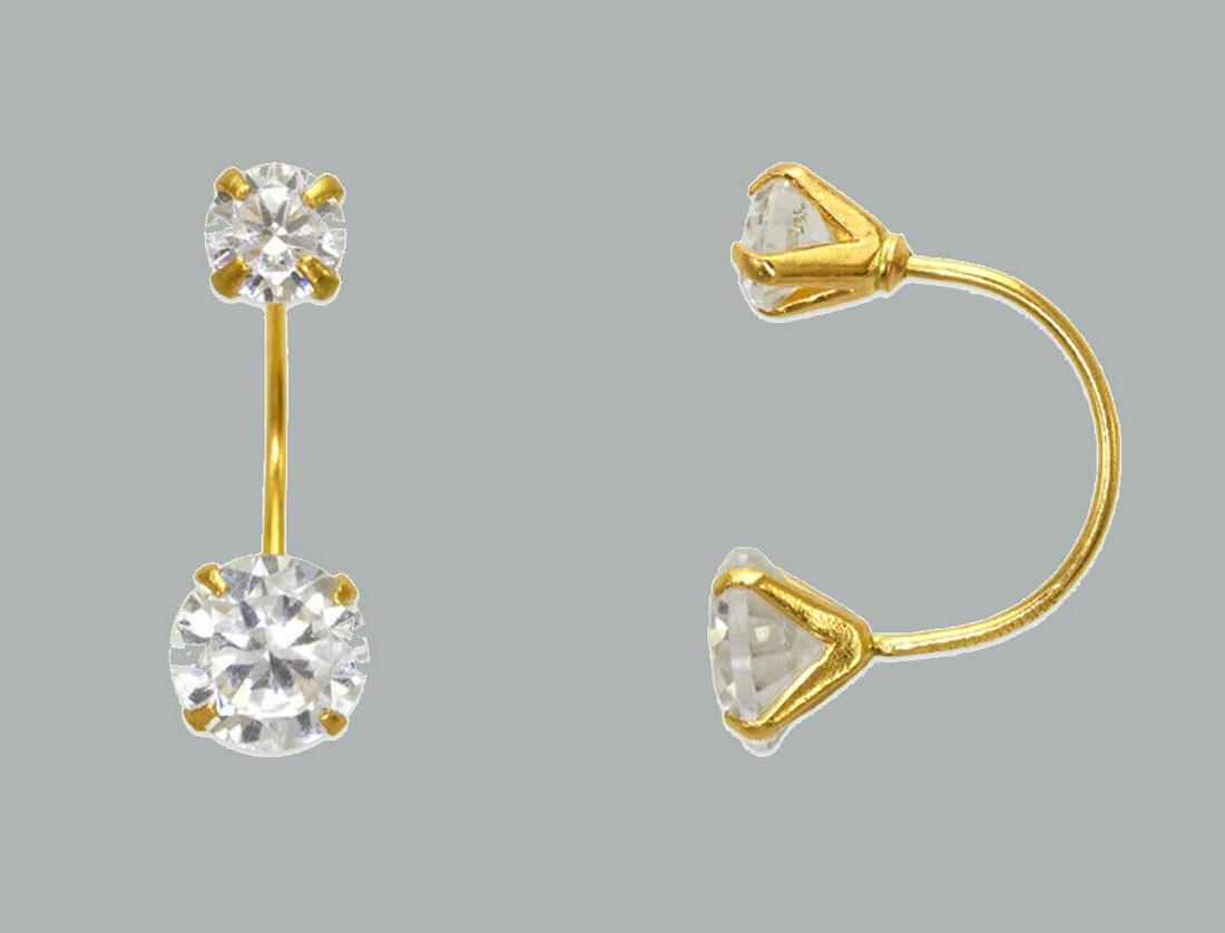 NEW 14K YELLOW GOLD TELEPHONE CZ STUD EARRINGS (1 of 2)
