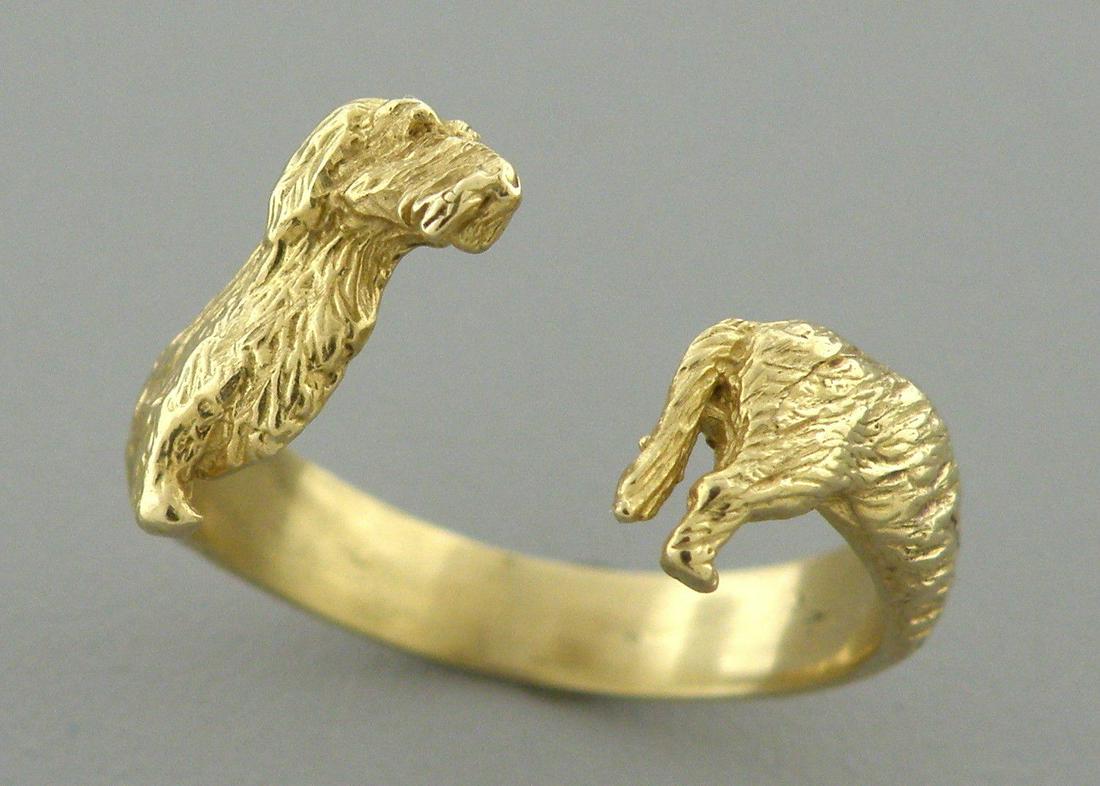 18K YELLOW GOLD DACHSHUND DOG BAND WRAP RING SIZE 7 (1 of 2)
