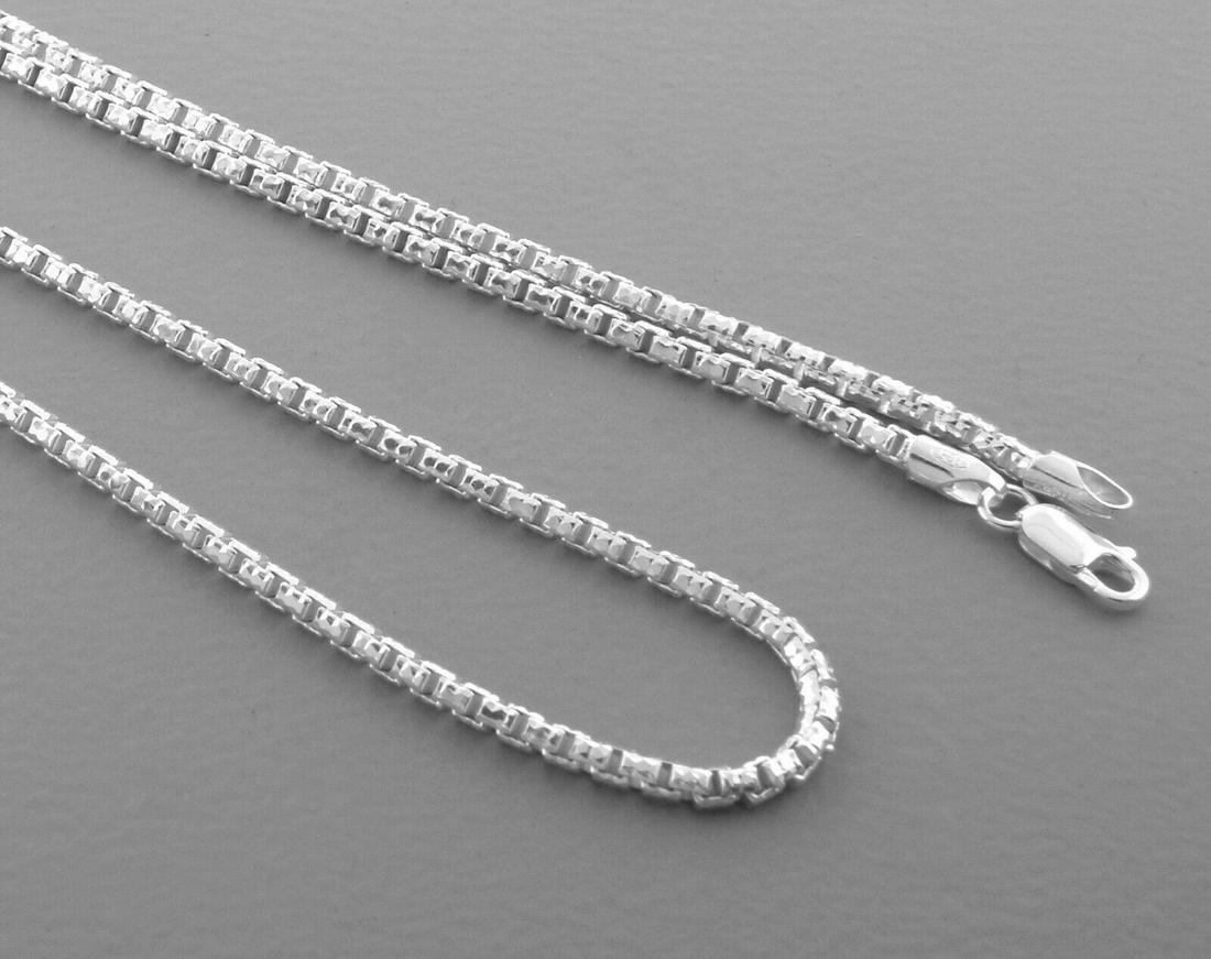DIAMOND CUT BOX CHAIN STERLING SILVER NECKLACE 30" (1 of 2)