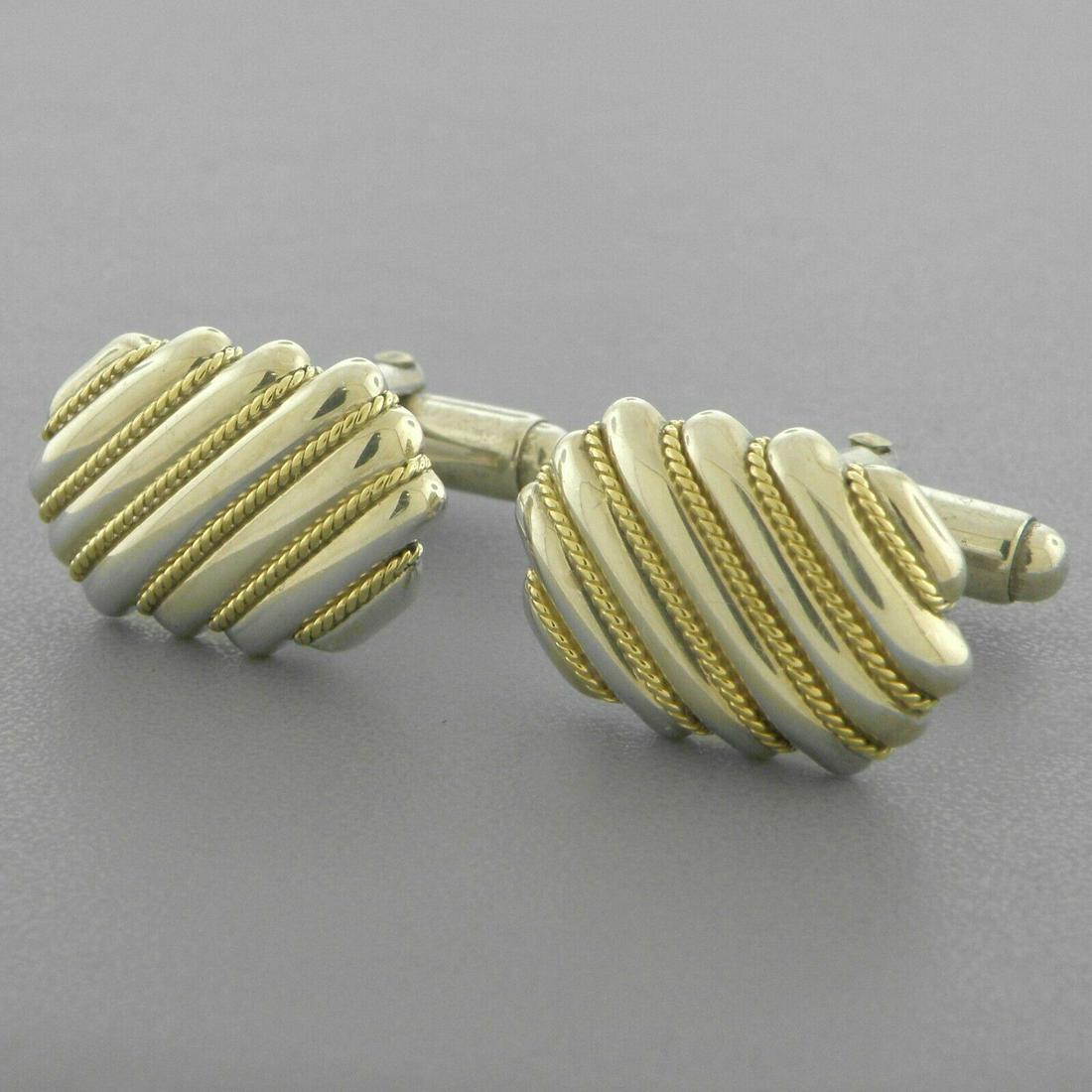 TIFFANY & Co. 18K GOLD STERLING SILVER ROPE CUFFLINKS (1 of 2)