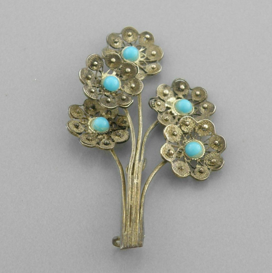 VINTAGE SOUTHWESTERN STERLING SILVER TURQUOISE BROOCH (1 of 2)