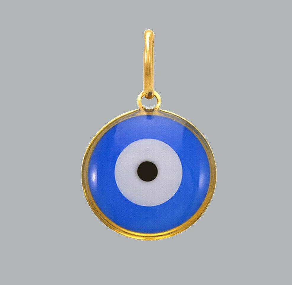 14K YELLOW GOLD ENAMEL PENDANT / CHARM SMALL EVIL EYE (1 of 1)