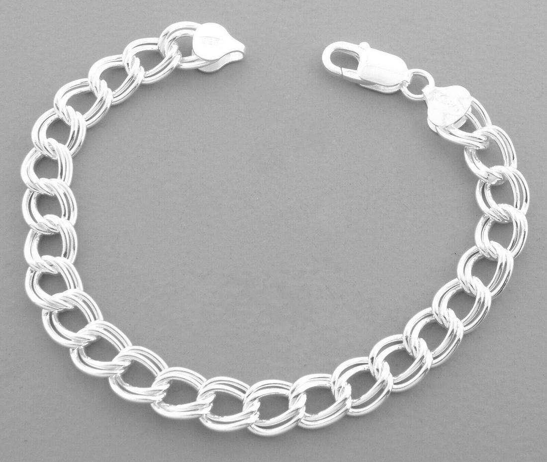 NEW DOUBLE LINK STERLING SILVER ITALIAN CHARM BRACELET (1 of 2)