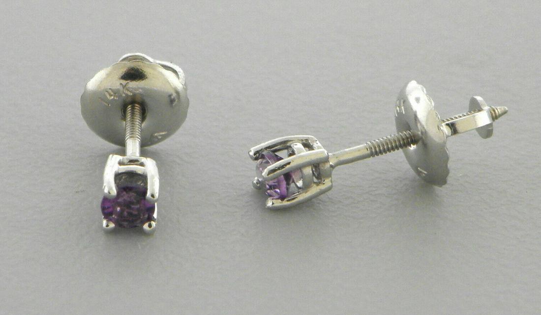 NEW 14K GOLD AMETHYST STUDS SCREW BACK EARRINGS CHILD (1 of 2)