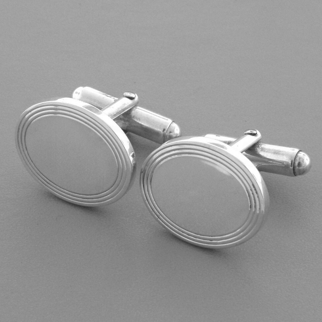 TIFFANY & CO. STERLING SILVER ENGINE TURNED CUFFLINKS (1 of 2)