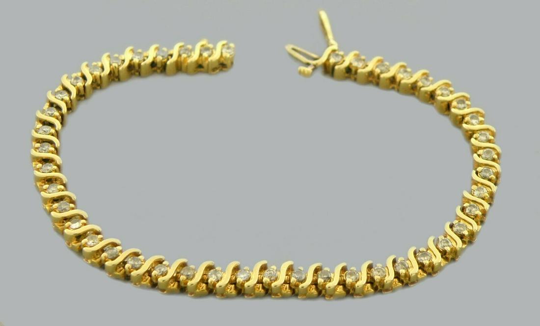 14K GOLD DIAMOND S LINK 2.25ct HEAVY TENNIS BRACELET (1 of 2)