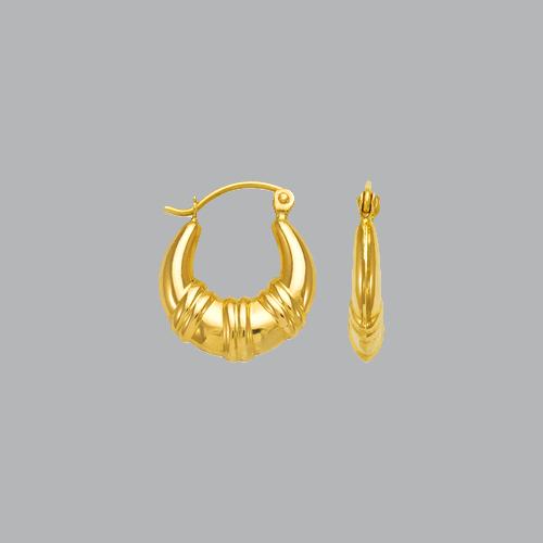 NEW 14K YELLOW GOLD LADIES FANCY HOLLOW SHRIMP HOOP EAR (1 of 1)
