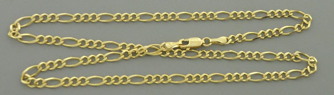 14K YELLOW GOLD CHAIN, 20" UNISEX FIGARO NECKLACE 3.5mm (1 of 2)
